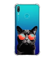 PrintiFy Huawei Y7 2019 Uyumlu Kedi 3 Baskılı Şeffaf Köşe Korumalı Antişok Kılıf