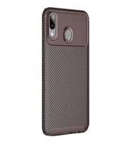 Huawei Y7 Prime 2019 Karbon Desenli Negro Silikon Kılıf (Kahverengi)