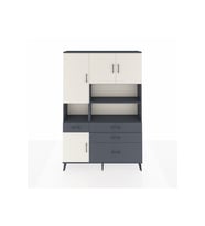 Arges Dolap 9 Raflı 4 Çekmeceli 4 Kapaklı 132x30x195 Antrasit-Aytaşı/Antrasit