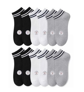 Unisex Çizgili Patik Çorap 6'lı %85 Pamuklu Geri Dönüşüm İplikli, İnce Dikişli Spor — Çok renkli 6'lı, 36-40