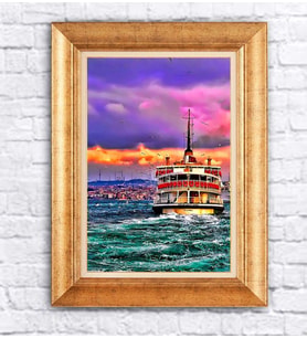 Altın Varaklı  Çerçeveli Paspartulu Tablo ndd1368 (Gold)