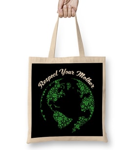 Respect Your Mother Globe Mother Earth Hipster Bez Çanta Uzun Saplı