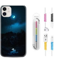 Apple iPhone 11 12 13 Mini Kılıf Kablo Koruma Spiral Silikon Gece 1633