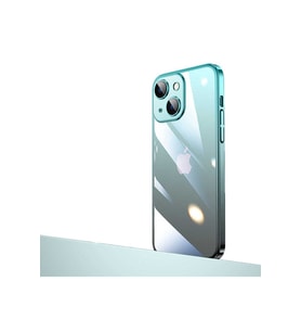 Apple iPhone 14 Uyumlu Kılıf Parlak Renk Geçişli Kamera Korumalı Zore Senkron Kapak (Mavi-Siyah)