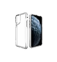 Apple iPhone 11 Pro Max Kılıf Eğimli Kamera Dizayn Sert Şeffaf Silikon (Açık Mavi)