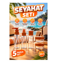 5 Parça Seyahat Tipi Kozmetik Dolum Seti – 30 ml Sızdırmaz Şişe ve Krem Kapları