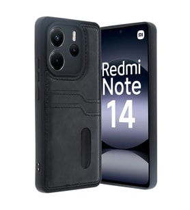 Xiaomi Redmi Note 14 4g Kılıf Sara Kartvizitli Deri Kılıf - Siyah