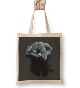 Koala Sleeping Bez Çanta Uzun Saplı
