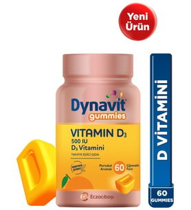 Dynavit Gummies Vitamin D3 60 Çiğnenebilir Form - Aile Boyu Kullanım – D Vitamini – Kas & Kemik & Bağışıklık