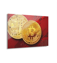 LEYLASER  Bitcoin Kripto BTC Crypto Para 2 Cam Tablo Duvar Dekoru