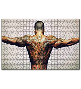 Cakapuzzle Dövmeli Adam ve Kasları  Puzzle Yapboz MDF (Ahşap) (120 Parça)