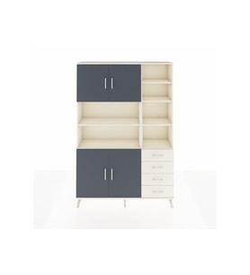 Arges Dolap 9 Raflı 4 Çekmeceli 4 Kapaklı 132x30x195 Aytaşı-Antrasit/Aytaşı