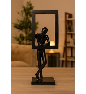 Modern Düşünür Figür Dekoratif Heykel Siyah Minimalist Tasarım
