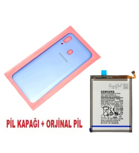 Samsung Galaxy A30 A 305 Arka Pil Batarya Kapağı + PİL MAVİ