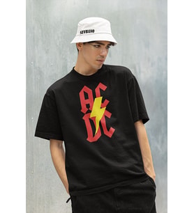 AC DC Müzik Grubu Baskılı Unisex Tişört, Oversize Rock Metal Müzik Tişört
