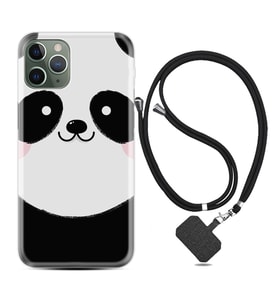 Apple iPhone 11 12 13 14 Pro Max Kılıf Boyun Askılı Silikon Sevimli Panda 1794