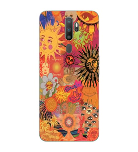 Oppo A5 2020 / A9 2020 Uyumlu Vintage Kolaj Desenli Şeffaf Telefon Kılıfı