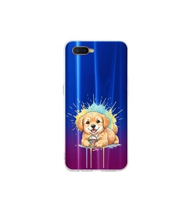 Oppo RX 17 Pro ile Uyumlu Splash Köpek Tasarımlı Şeffaf Silikon Kılıf