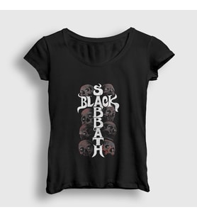 Presmono Kadın Siyah Skulls Black Sabbath T-Shirt 18147tt