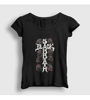 Presmono Kadın Siyah Skulls Black Sabbath T-Shirt 18147tt