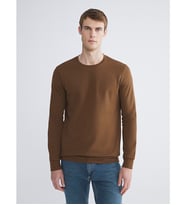 LCWAIKIKI Basic Kahverengi Bisiklet Yaka Erkek Kalın Sweatshirt