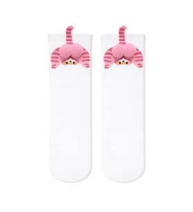 Carnaval Socks Pembe Kedi Desenli Ponpon Detaylı Unisex Soket Çorap