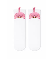 Carnaval Socks Pembe Kedi Desenli Ponpon Detaylı Unisex Soket Çorap