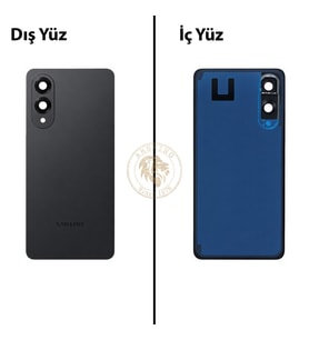 Samsung Galaxy S25 Edge Siyah Renk Lensli Arka Kapak Arka Cam Batarya Kapağı Pil Kapağı Lazer Kesim Back Cover Galaxy S25 Edge Uyumlu