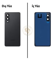 Samsung Galaxy S25 Edge Siyah Renk Lensli Arka Kapak Arka Cam Batarya Kapağı Pil Kapağı Lazer Kesim Back Cover Galaxy S25 Edge Uyumlu