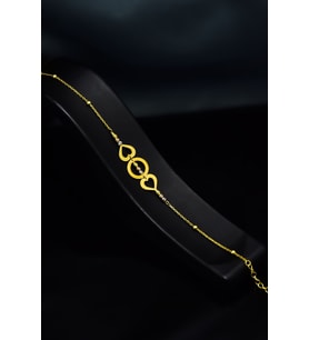 925 Ayar Gümüş Gold Kaplama Iki Kalp Bir Çember Dorikalı Bileklik