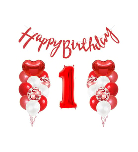 KIRMIZI RAKAMLI HEPPY BIRTHDAY BALON SET
