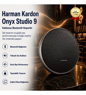 Harman Kardon Onyx Studio 9 – Kablosuz Bluetooth Hoparlör,Yüksek Ses Kalitesi,Derin Bas Performansı