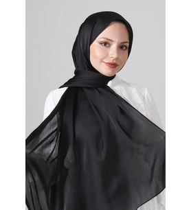 SİYAH Harem Scarf Como Saten Şal