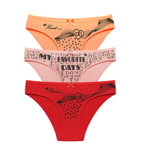 3 LÜ Paket Baskılı Düz M Beden Kadın Bikini Külot