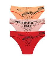3 LÜ Paket Baskılı Düz M Beden Kadın Bikini Külot (Çok Renkli)