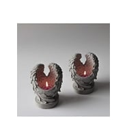 2'li Melek Kanatlı  Tealight Mumluk ( Gri )