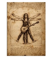 Vitruvius Adam Gitarlı Rock Çizimi Dekoratif Kanvas - Mdf Ahşap Tablo