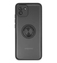 Northcity Samsung Galaxy A03 Uyumlu Kılıf Montreal Yüzüklü Silikon Kapak - Siyah