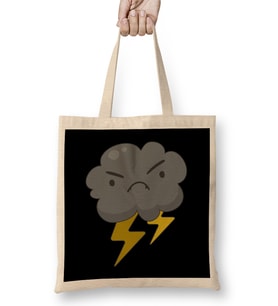 Angry Cloud With Lightning Thunderstorm Weather Bez Çanta Uzun Saplı