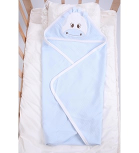 Babyhola %100 Doğal Pamuk Kız Erkek Bebek Kapitone Battaniye Yenidoğan Hediyelik Hastane Çıkışı 6277 (Mavi)