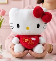 Hello Kitty Peluş Oyuncak 30 cm – Kalpli "I Love You" Kıza, Arkadaşa, Sevgiliye, Doğum Günü ve Özel Gün Hediyesi