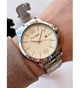 800411F02Z Pierre Cardin Çelik Kordon Erkek Kol Saati 30 Mt Su Gecirmez Kaplan Gözü Bileklik Hediye (Gri)
