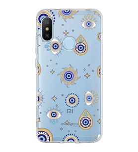 PrintiFy Xiaomi Mi A2 Lite ile Uyumlu Nazar Boncuğu 5 Baskılı Kamera Korumalı Şeffaf Silikon Kılıf