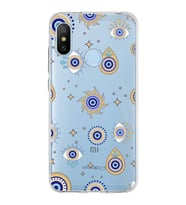 PrintiFy Xiaomi Mi A2 Lite ile Uyumlu Nazar Boncuğu 5 Baskılı Kamera Korumalı Şeffaf Silikon Kılıf