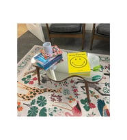 Fawdecor Aynalı Masif Ahşap Orta Sehpa - 120 x 75 cm Ebatında Ahşap Modern Cam Tablalı Orta Sehpa (Ceviz)
