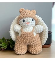 Sevimli Tavşan Peluş (25cm) (Açık Kahve - Beyaz)