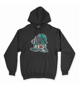 Amerikan Futbolu Siyah Kapşonlu Sweatshirt Hoddie