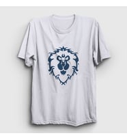 Presmono Unisex Beyaz Alliance Logo World Of Warcraft Oyun T-Shirt 422797tt (Beyaz)