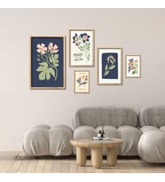 5'li Ahşap Lamine Çerçeveli Mdf Tablo Seti Floral Market (Ahşap)