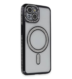 Newface Apple iPhone 13 Kılıf Joke Simli Magneticsafe Kılıf - Siyah